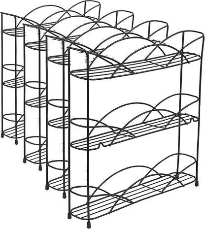 3 Tier Spice Rack Organizer Black Countertop Wire Shelf Spice Rack for Modern Kitchen Pantry Cabinet, Organize Spices with Three Tier Spice Shelf for Kitchen Storage with Wall Mount Option