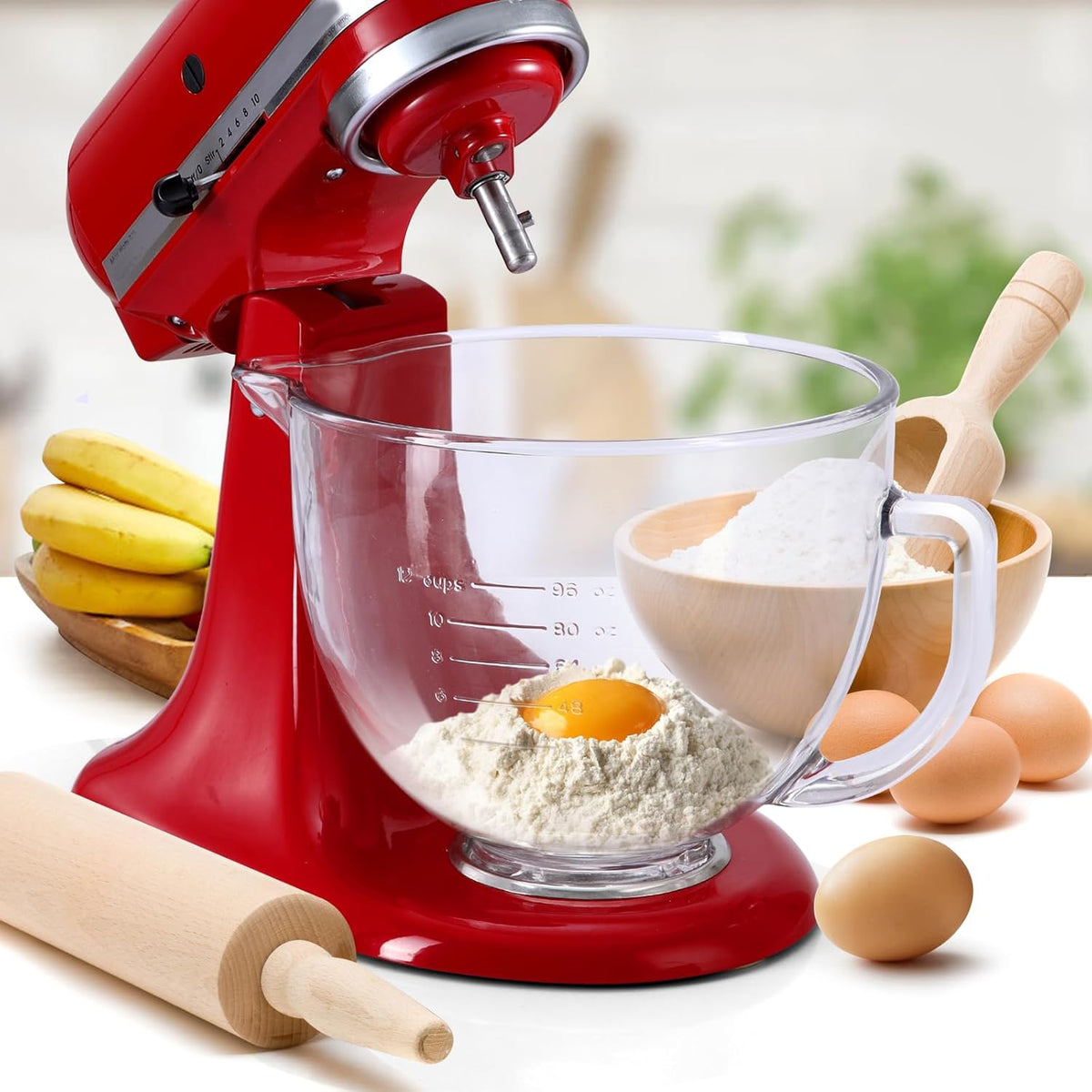 Glass Bowl for KitchenAid 4.5-5 Quart Tilt-Head Stand Mixer,Replacement with KitchenAid Artisan Mixer Glass Bowl | Glass Mixing Bowl for KitchenAid Artisan Mixer