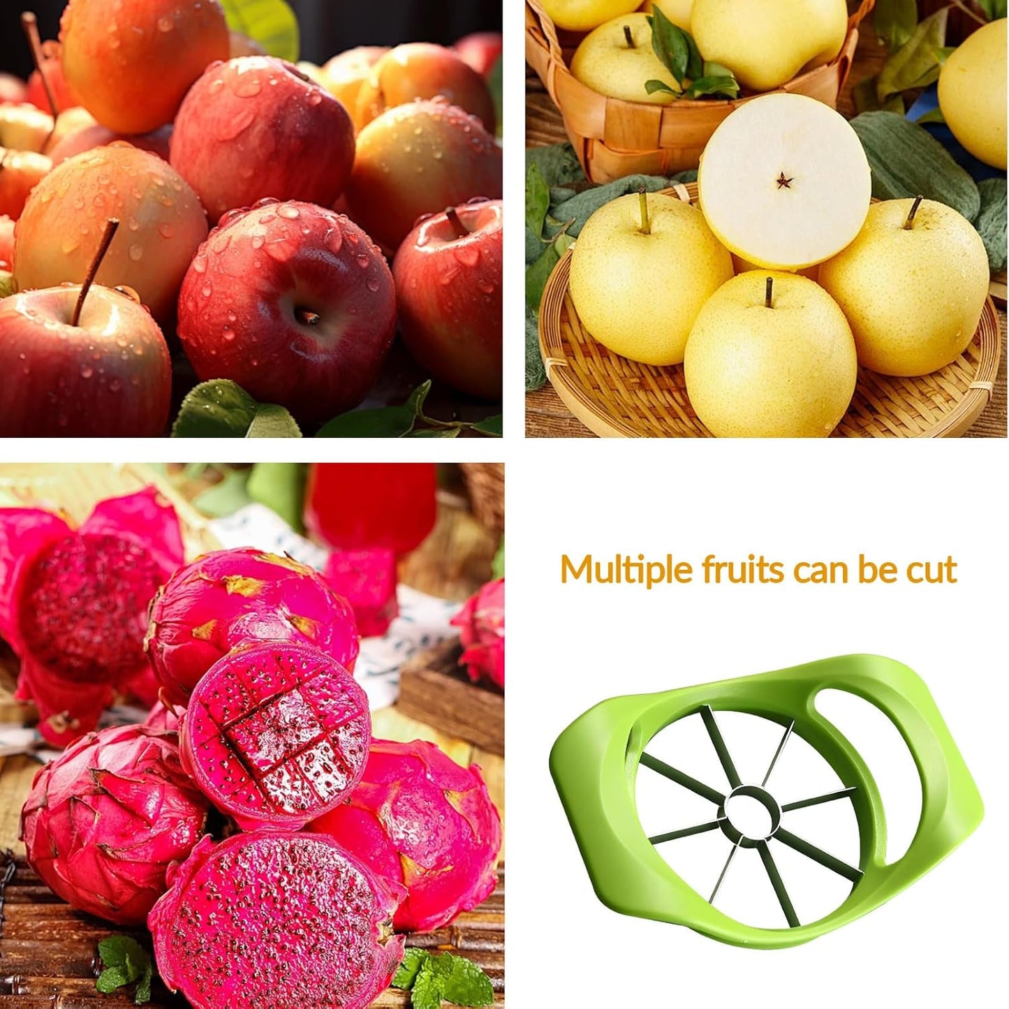 Fruit Cutter apple slicer 8 slices,8-Blade apple corer,Anti-Slip Handle Easy to Use, Time-Saving, Stainless Steel Cutter and Divider For apple Tomato Orange Pear Pineapple kitchen gadgets