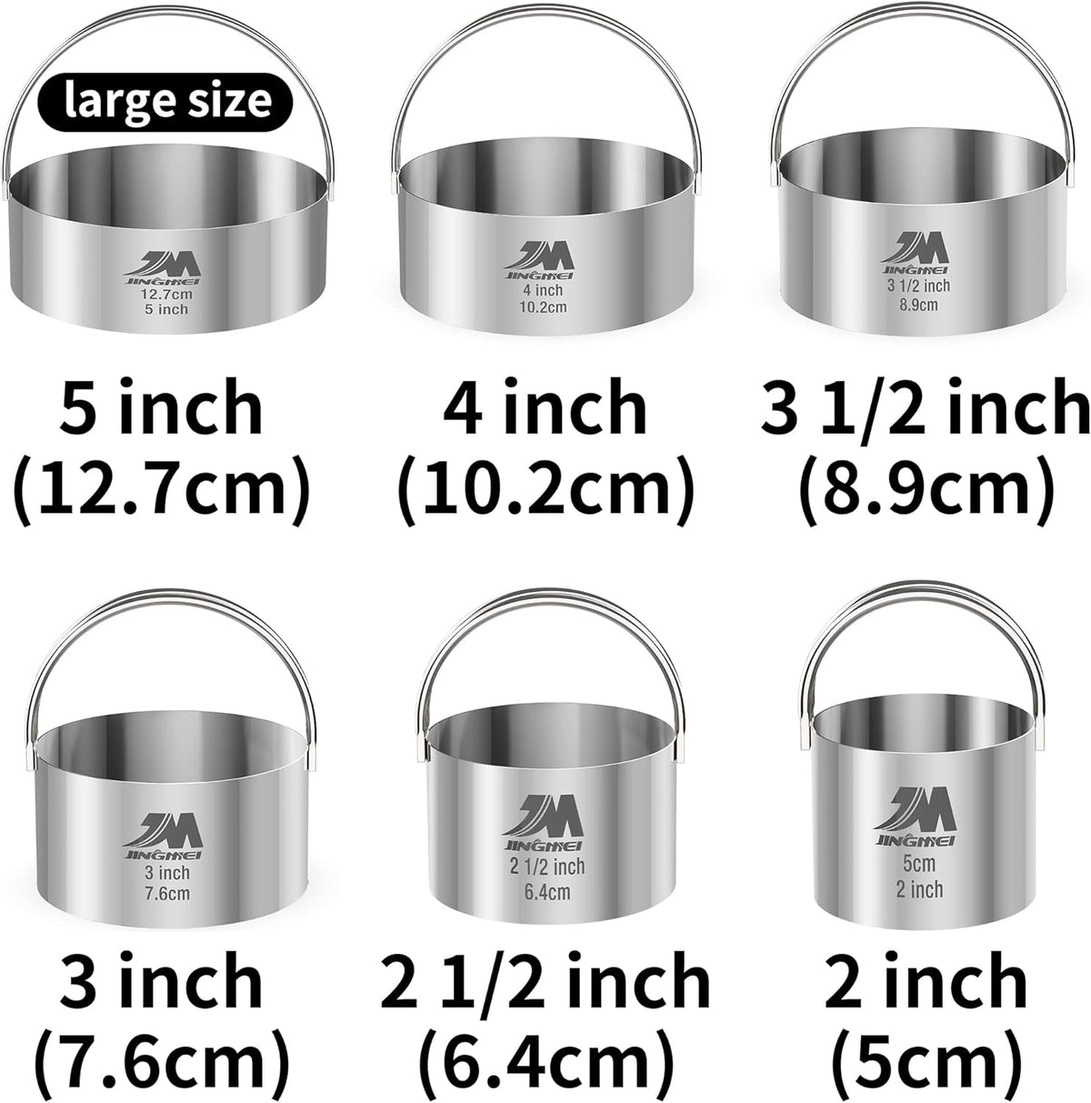 5 Pieces Circle Biscuit Cutter,Professional Stainless Steel Round Cookies Mold Tool with Handle for Baking GIFT Package