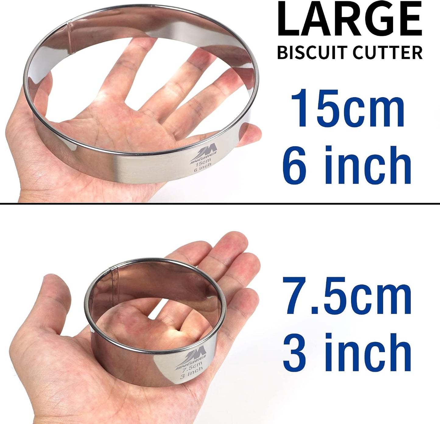 5 Pieces Circle Biscuit Cutter,Professional Stainless Steel Round Cookies Mold Tool with Handle for Baking GIFT Package