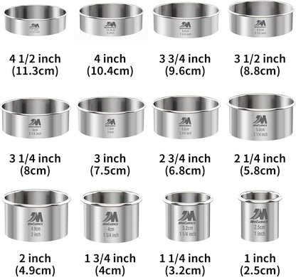 5 Pieces Circle Biscuit Cutter,Professional Stainless Steel Round Cookies Mold Tool with Handle for Baking GIFT Package