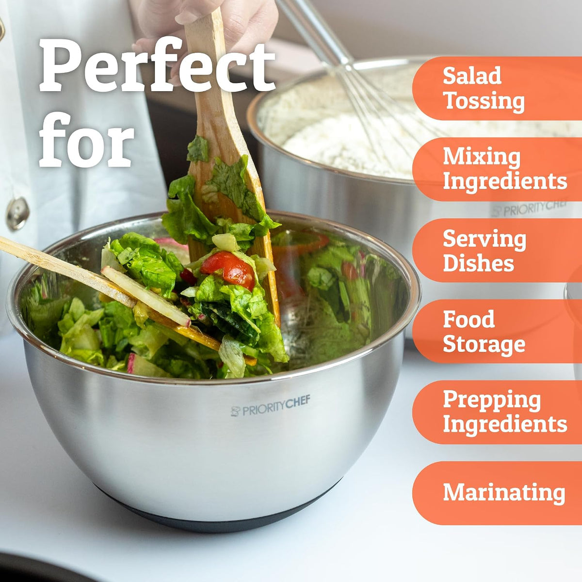 Premium Mixing Bowls With Lids Set, Airtight Lids, Thicker Stainless Steel, Non-Slip Base, 5 Nesting Steel Bowls for Kitchen, Large Prep Metal Bowl Set 1.5/2/3/4/5 Qt, Black