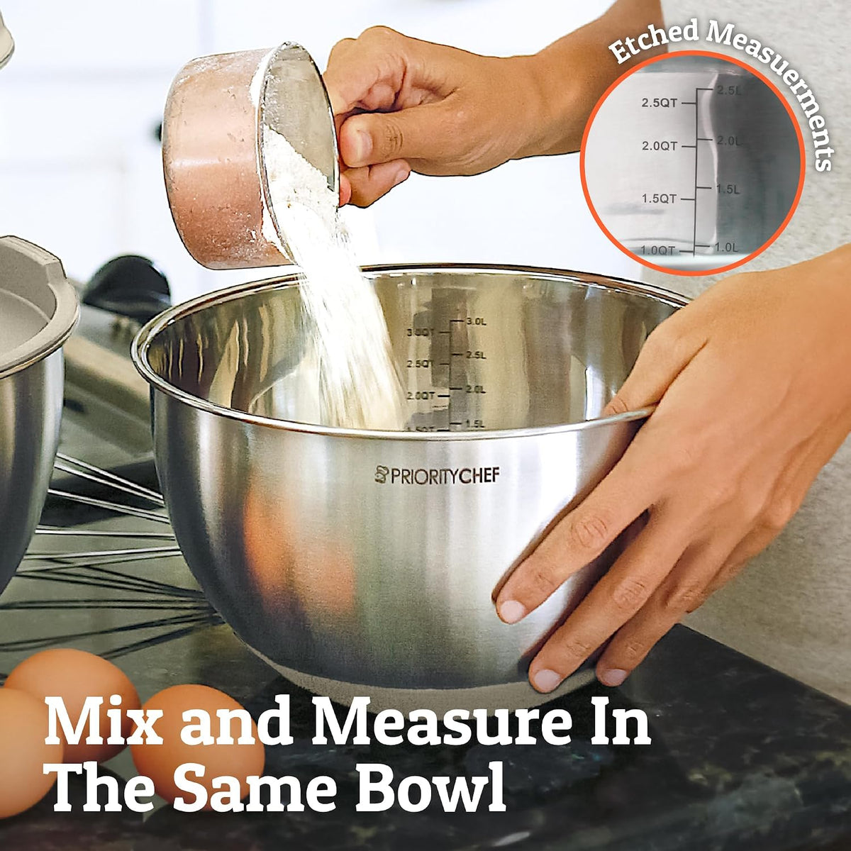 Premium Mixing Bowls With Lids Set, Airtight Lids, Thicker Stainless Steel, Non-Slip Base, 5 Nesting Steel Bowls for Kitchen, Large Prep Metal Bowl Set 1.5/2/3/4/5 Qt, Black