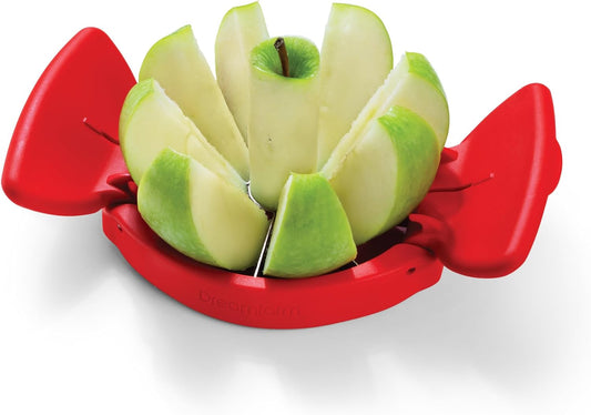 Flapple Fold Flat Apple Slicer | Stainless steel blades core and cut fruit into 8 slices, foldable for flat easy storage with integrated safety cover and base