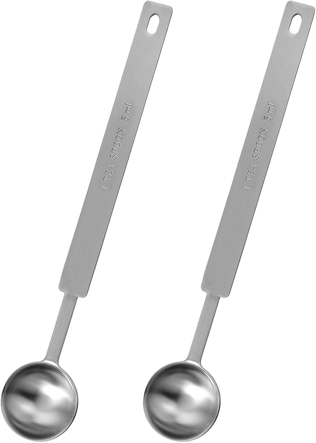2pcs 1 Tsp Measuring Spoon,5 ML Long Handle Teaspoon Measuring Spoon,Stainless Steel 1 Tsp Teaspoon Scoop for Accurate Measure Liquid Dry Ingredients Ground Coffee, Cooking & Baking