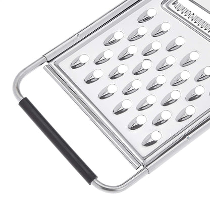 Cheese Grater with Handle, Stainless Steel Zester, Easy to Clean, Dishwasher Safe, Rectangular, Non-Slip, Multifunction Tool for Kitchen Prep, Vegetables, Black