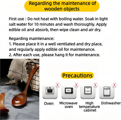 10" Premium Wooden Spoon for Cooking, Natural Teak - Non Drip, Heat Resistant & Comfort Grip, Handmade Smooth Wood Soup Spoon for Stirring, Serving, Non Stick Pots/Hot Soups and Broths