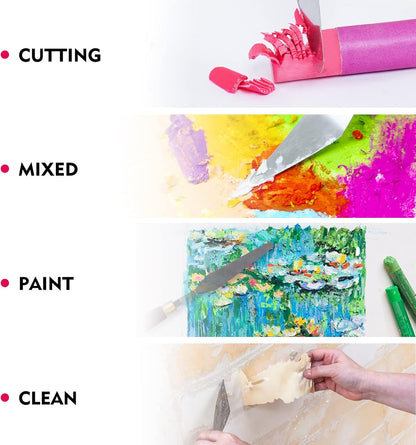 Palette Knife Painting Stainless Steel Spatula Palette Knife Oil Paint Metal Knives Wood Handle (Red 5 Piece)