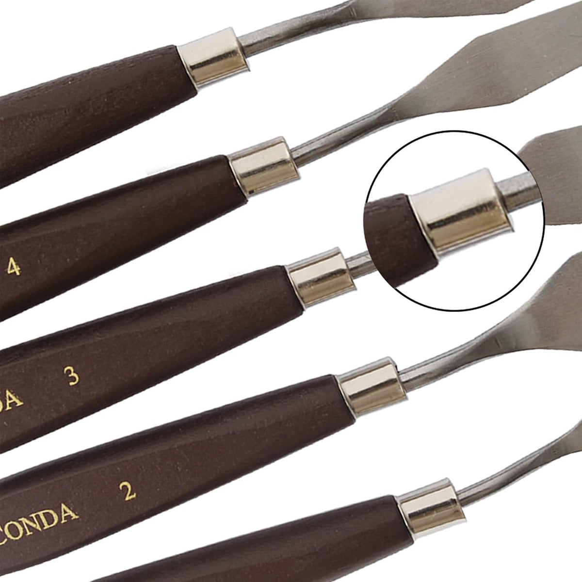 Palette Knife Painting Stainless Steel Spatula Palette Knife Oil Paint Metal Knives Wood Handle (Red 5 Piece)