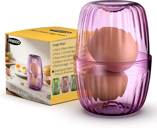 Hard Boiled Egg Peeler Upgraded | Peel 1-2 Eggs in 1 Go | Make Deviled Eggs Easier (Purple)