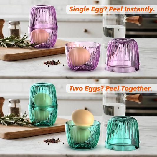 Hard Boiled Egg Peeler Upgraded | Peel 1-2 Eggs in 1 Go | Make Deviled Eggs Easier (Purple)
