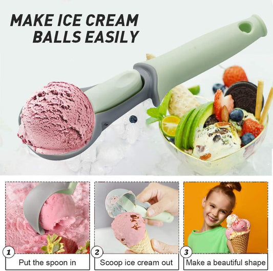 Ice Cream Scoop with Easy Trigger,Plastic Cookie Scoops for Baking,Durable Melon Baller Scoop, Perfect for Frozen Yogurt, Gelatos, Sundaes