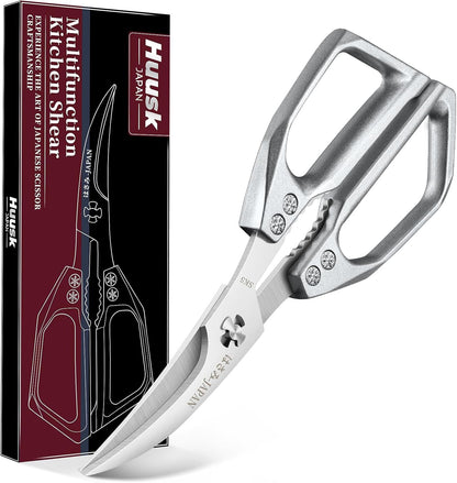 HUUSK Kitchen Scissors for Food, Multifunction Sharp Red Kitchen Shears