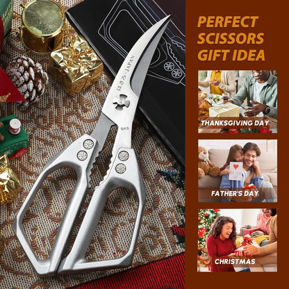 HUUSK Kitchen Scissors for Food, Multifunction Sharp Red Kitchen Shears