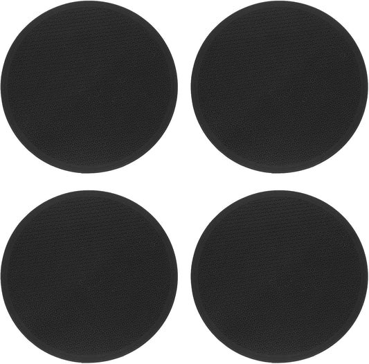 4pcs Silicone Trivet Mats 7.9" Dia Round Non-Slip Silicone Pot Holders for Hot Pots and Pans, Heat Resistant Hot Pads for Kitchen Hot Dishes Table Countertops, Black