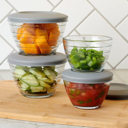 Glass 6 Piece 2 Cup 4-IN-1 PREP BOWLS