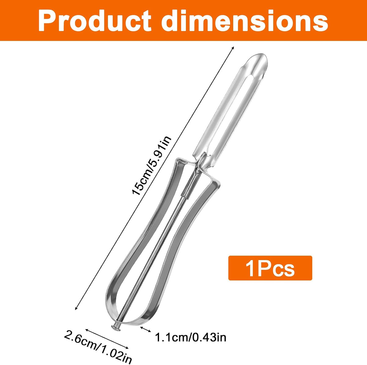 1 Pcs Stainless Steel Vegetable Peeler, Swivel Blade Ergonomic Handle