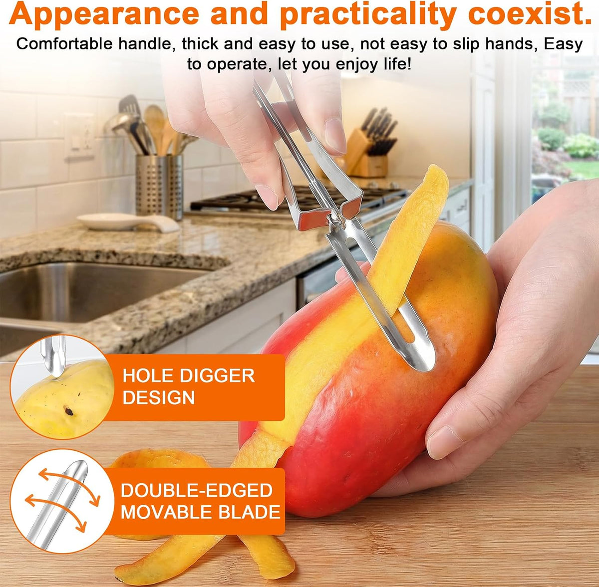 1 Pcs Stainless Steel Vegetable Peeler, Swivel Blade Ergonomic Handle