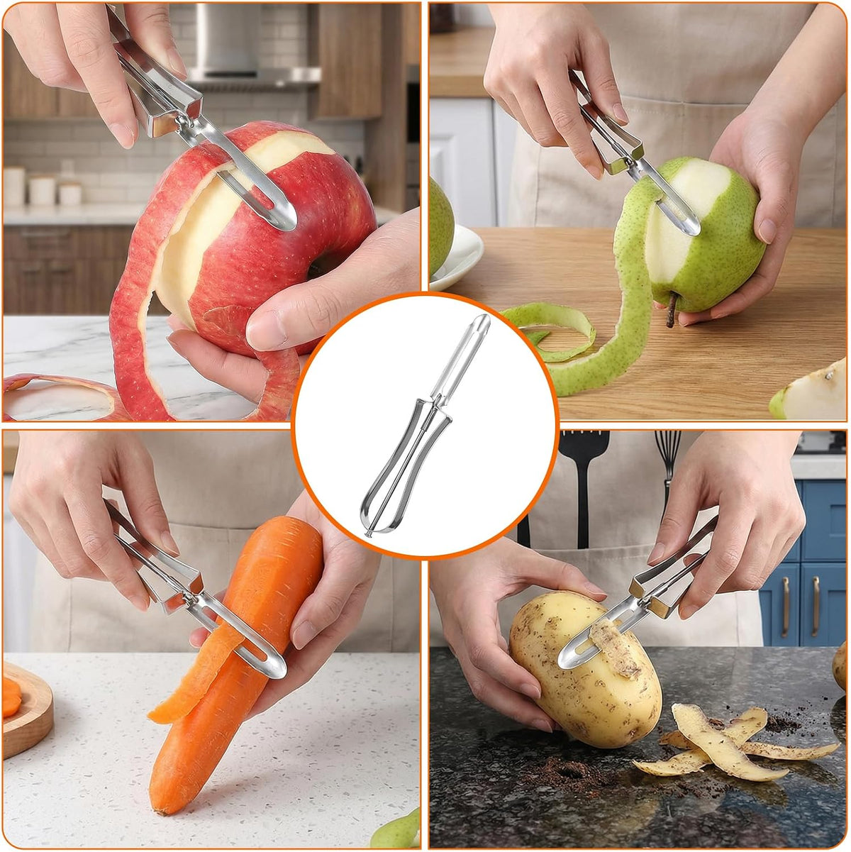 1 Pcs Stainless Steel Vegetable Peeler, Swivel Blade Ergonomic Handle