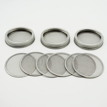 12 Pack Sprouting Lids,304 Stainless Steel Screen Filter Strainer Lid for 2.75 Inch Regular Mouth Mason Jar,Mesh Bean Sprout Sieve Lids,Home Use Alfalfa,Salad,Broccoli,Lentil NO GLASS JAR
