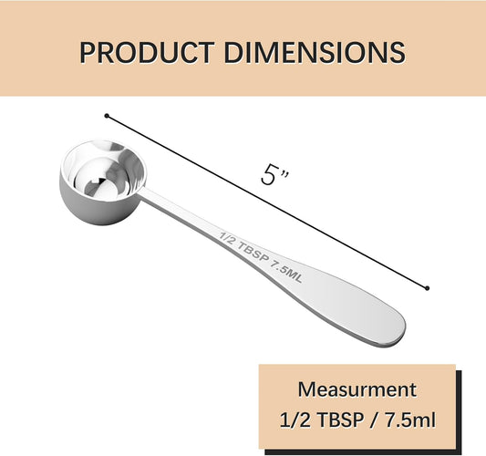 2PCS 1/2TBSP(7.5ML) Measuring Spoon, 18/8(304) Stainless Steel Tablespoon | Precise, Food-Grade, ‌Rust-Free, Sturdy & Durable, Dishwasher-Safe