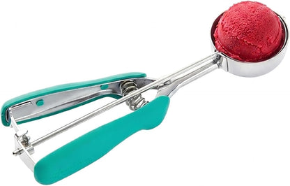 Comfy Grip 2 Ounce Ice Cream Scooper 1 Spring-Loaded Melon Ball Scoop - #20 Built-In Blade Yellow Stainless Steel Cookie Baller Dishwasher-Safe Heavy-Duty