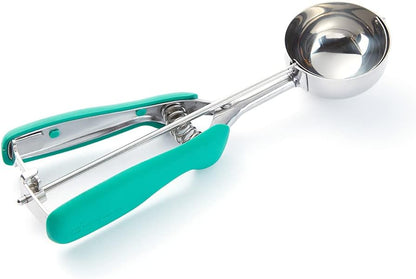 Comfy Grip 2 Ounce Ice Cream Scooper 1 Spring-Loaded Melon Ball Scoop - #20 Built-In Blade Yellow Stainless Steel Cookie Baller Dishwasher-Safe Heavy-Duty