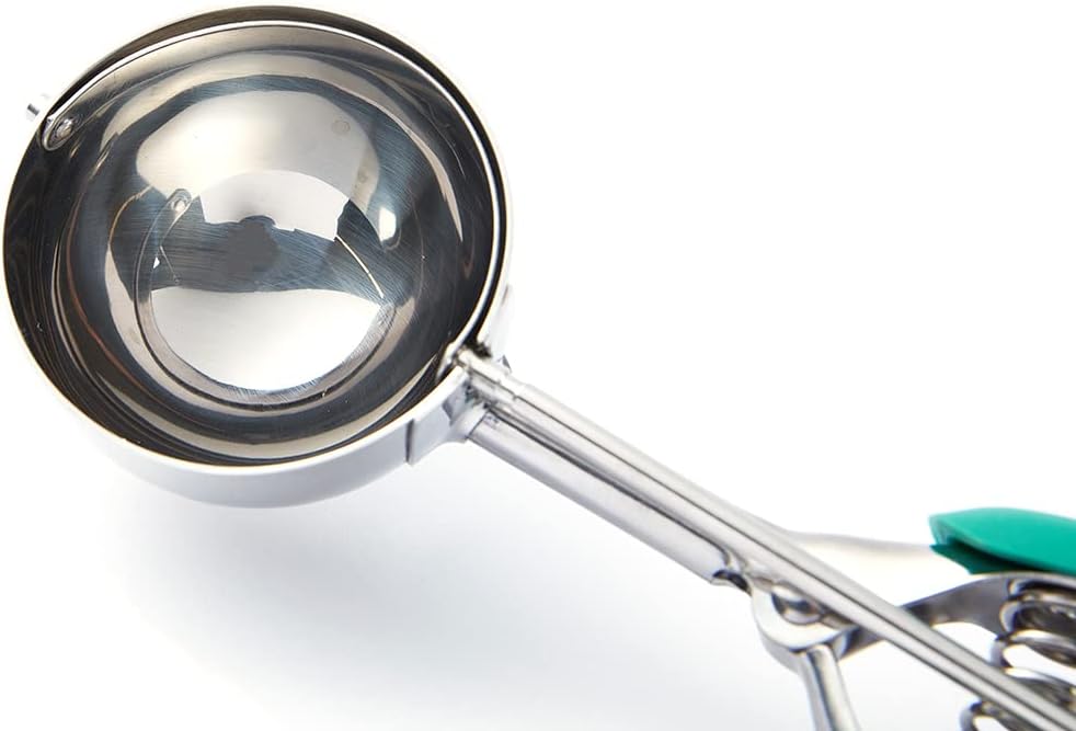 Comfy Grip 2 Ounce Ice Cream Scooper 1 Spring-Loaded Melon Ball Scoop - #20 Built-In Blade Yellow Stainless Steel Cookie Baller Dishwasher-Safe Heavy-Duty