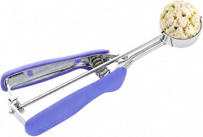 Comfy Grip 2 Ounce Ice Cream Scooper 1 Spring-Loaded Melon Ball Scoop - #20 Built-In Blade Yellow Stainless Steel Cookie Baller Dishwasher-Safe Heavy-Duty
