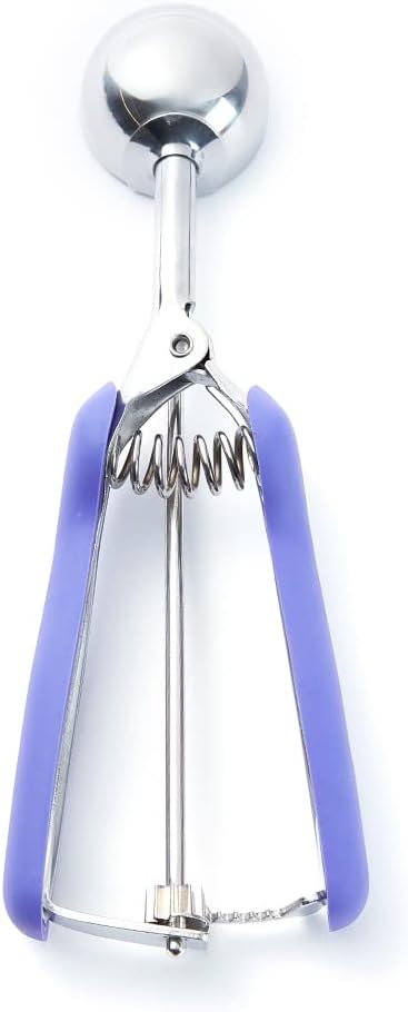 Comfy Grip 2 Ounce Ice Cream Scooper 1 Spring-Loaded Melon Ball Scoop - #20 Built-In Blade Yellow Stainless Steel Cookie Baller Dishwasher-Safe Heavy-Duty