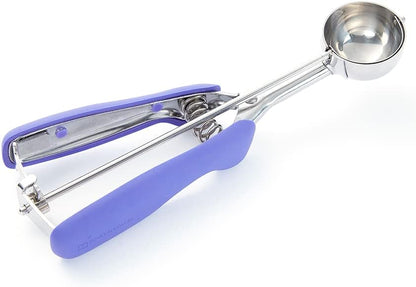 Comfy Grip 2 Ounce Ice Cream Scooper 1 Spring-Loaded Melon Ball Scoop - #20 Built-In Blade Yellow Stainless Steel Cookie Baller Dishwasher-Safe Heavy-Duty