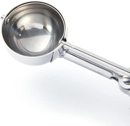 Comfy Grip 2 Ounce Ice Cream Scooper 1 Spring-Loaded Melon Ball Scoop - #20 Built-In Blade Yellow Stainless Steel Cookie Baller Dishwasher-Safe Heavy-Duty