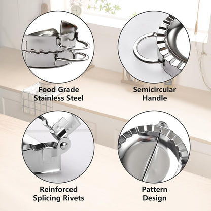 3-in-1 Dumpling Press, Pierogi Maker, and Empanada Maker Press, 304 Stainless Steel with 3 Sizes (4”, 5”, 6”) for Homemade Dumplings, Pastries and Empanada Mold Manual Pasta Makers