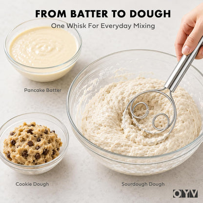 All 304 Stainless Steel Dough Whisk, 12-Inch