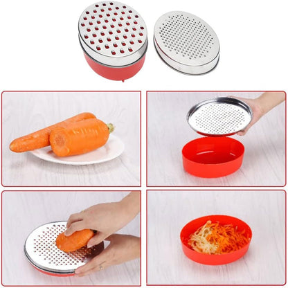 Cheese Grater with Container and Lid 2 Blade Kitchen Grater