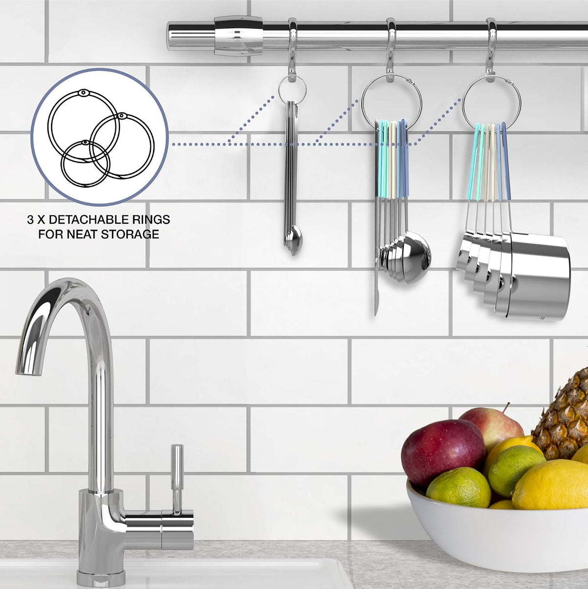 22-Piece Stainless Steel Measuring Cups and Spoons Set, Tad Dash Pinch Smidgen Drop Mini Measuring Spoons, Measuring Stick Leveler, Measurement Conversion Chart Fridge Magnet, (Farmhouse)