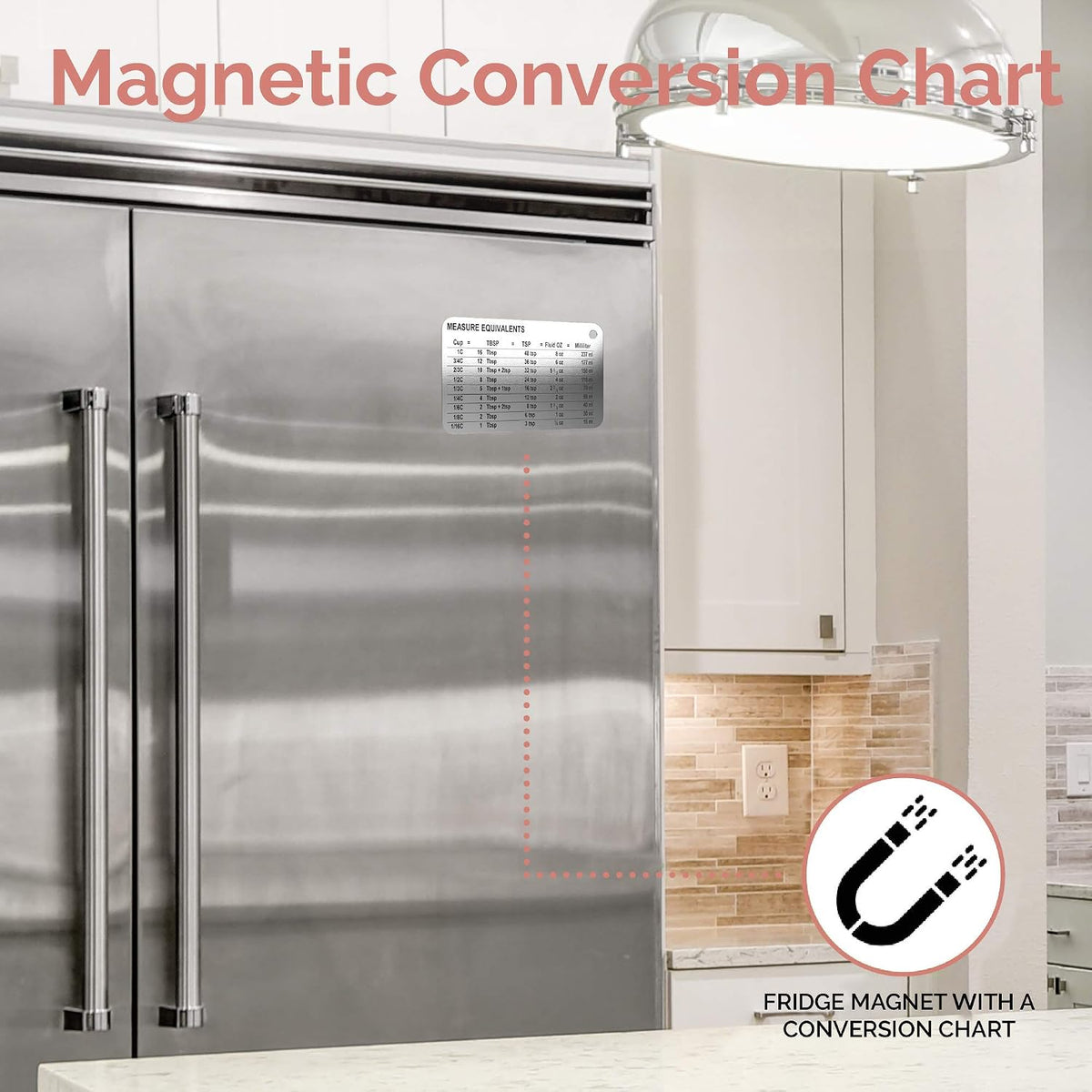 22-Piece Stainless Steel Measuring Cups and Spoons Set, Tad Dash Pinch Smidgen Drop Mini Measuring Spoons, Measuring Stick Leveler, Measurement Conversion Chart Fridge Magnet, (Farmhouse)