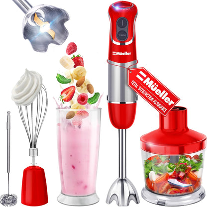 Multistick 5-in-1 Immersion Blender Handheld, 12-Speed Hand Mixer | Turbo Boost,Heaviest Duty Copper Motor,Titanium reinforced Blades Hand Blender,Milk Frother Wand,Whisk,Beaker,Chopper,Grey