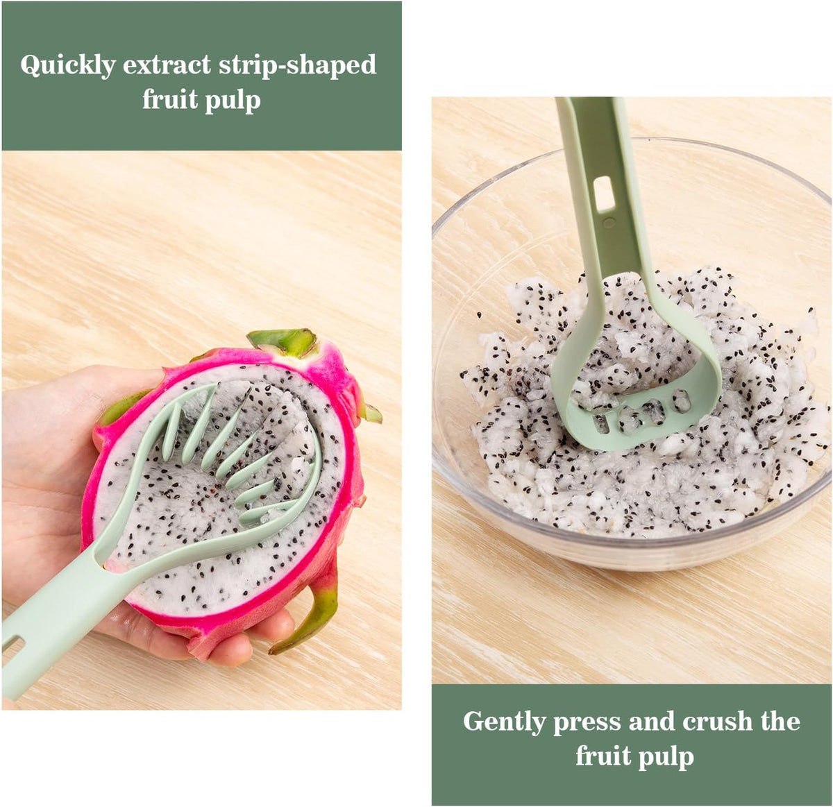 Melon Baller Scoop Set - 6 in 1,Stainless Steel Fruit Cutter,Seed Remover Cutter,watermelon Scooper Fruit Scooper and Baller, Fruit Carving Tools Dig Pulp Separator Fruit Slicer（Green）