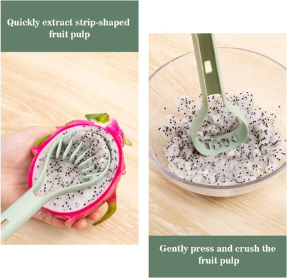 Melon Baller Scoop Set - 6 in 1,Stainless Steel Fruit Cutter,Seed Remover Cutter,watermelon Scooper Fruit Scooper and Baller, Fruit Carving Tools Dig Pulp Separator Fruit Slicer（Green）