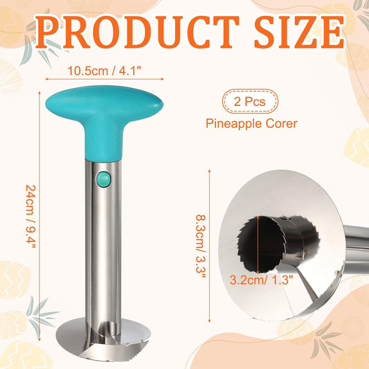 2 Pcs Pineapple Corer, 9.4x4.1 Inch Stainless Steel Upgraded Pineapple Core Remover Eye Removal Tool, Core Fruits for Home Kitchen, Blue