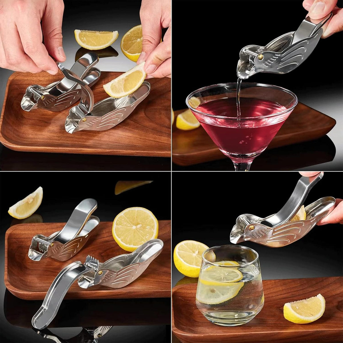 Elegant Bird Stainless Steel Manual Lemon and Lime Juicer Squeezer, Portable Citrus Fruit Kitchen Gadget