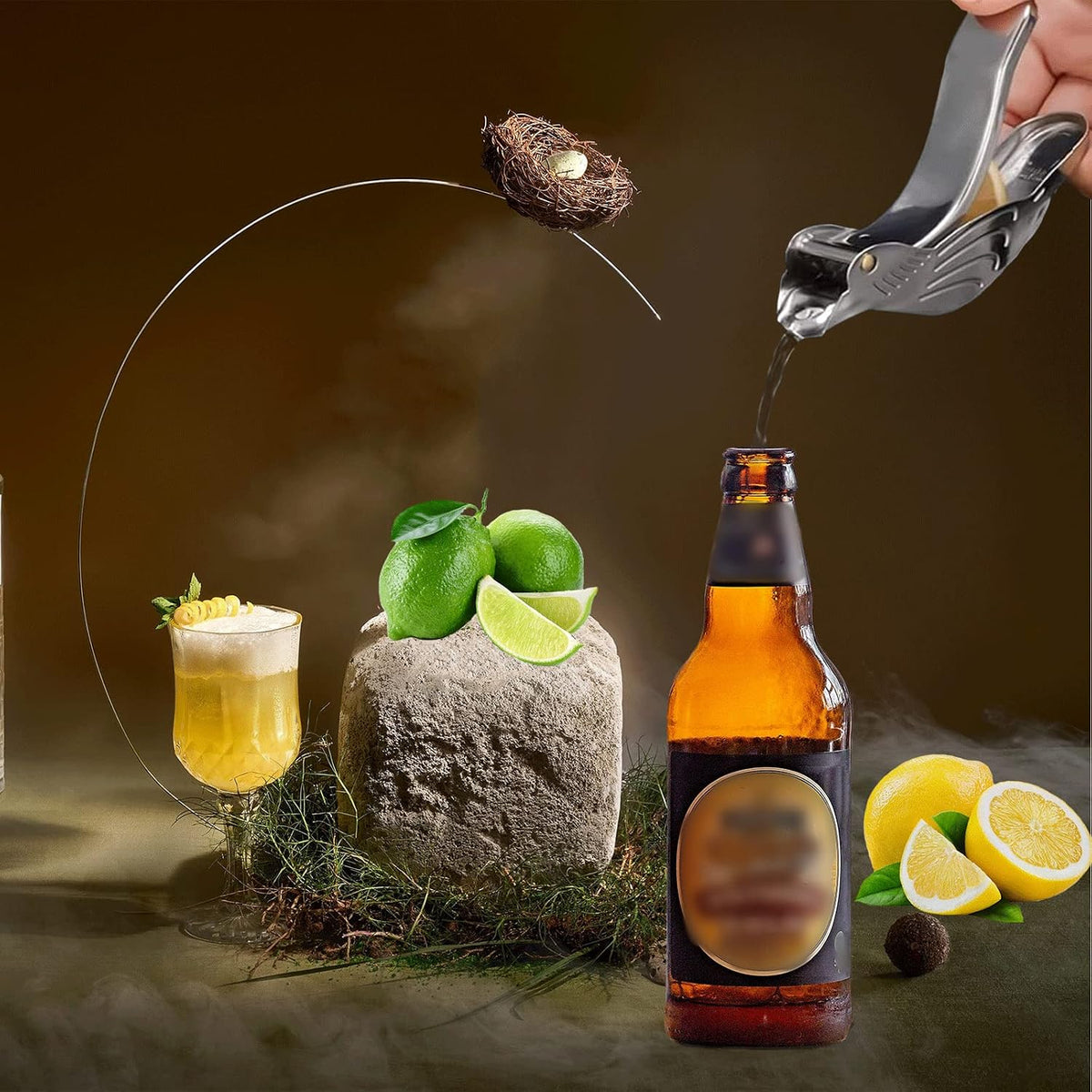 Elegant Bird Stainless Steel Manual Lemon and Lime Juicer Squeezer, Portable Citrus Fruit Kitchen Gadget