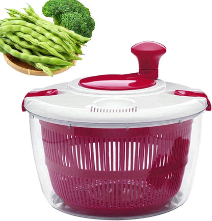 Large Manual Salad Spinner | Efficient Lettuce Washer with Secure Lid, Rotary Handle & Drainer for Quick Drying of Leafy Greens & Fruits in Home Kitchen Hot Pink