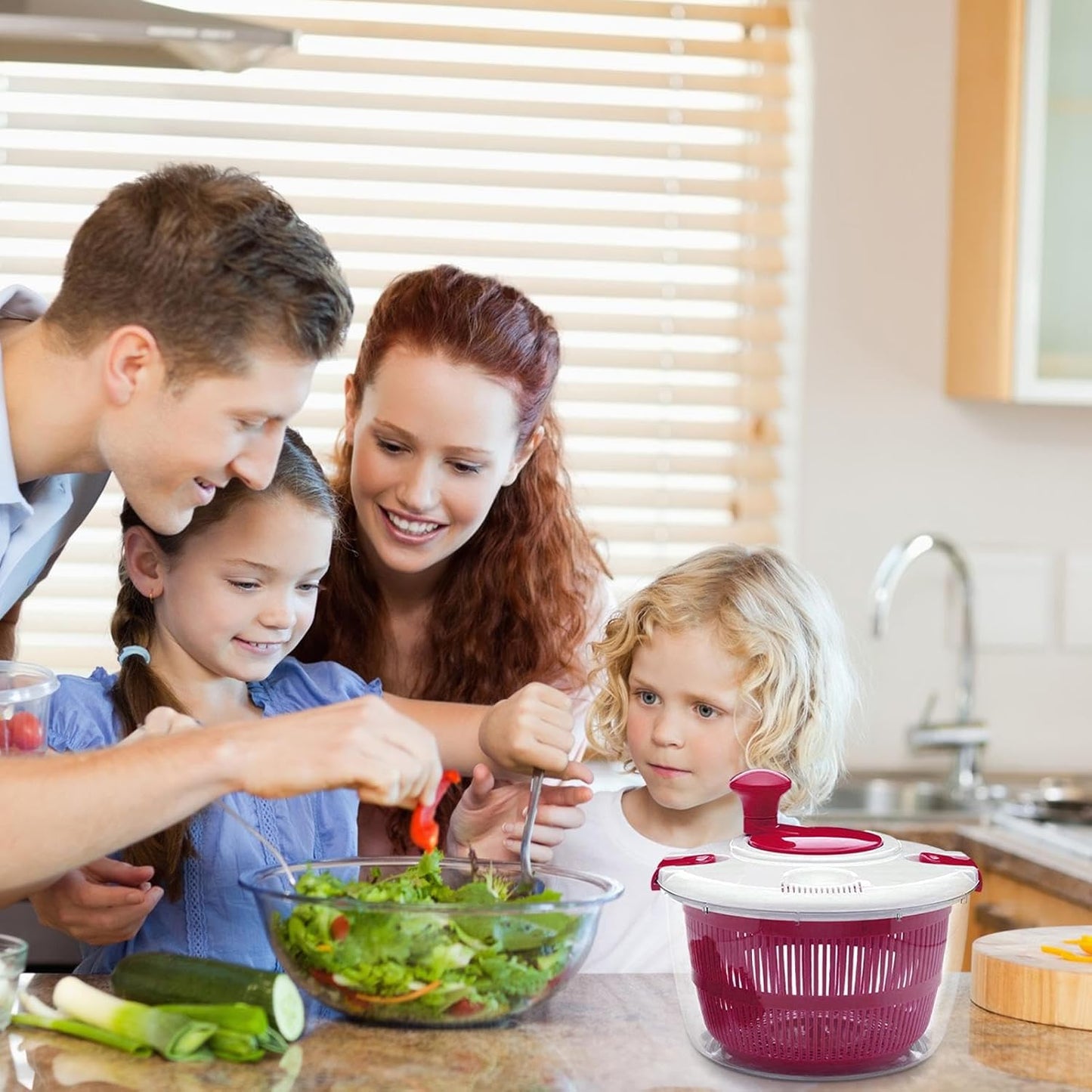 Large Manual Salad Spinner | Efficient Lettuce Washer with Secure Lid, Rotary Handle & Drainer for Quick Drying of Leafy Greens & Fruits in Home Kitchen Hot Pink