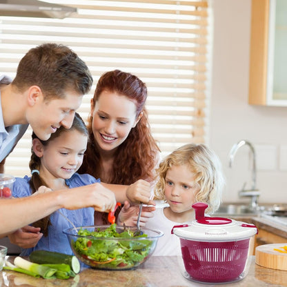 Large Manual Salad Spinner | Efficient Lettuce Washer with Secure Lid, Rotary Handle & Drainer for Quick Drying of Leafy Greens & Fruits in Home Kitchen Hot Pink