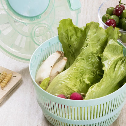 Large Manual Salad Spinner | Efficient Lettuce Washer with Secure Lid, Rotary Handle & Drainer for Quick Drying of Leafy Greens & Fruits in Home Kitchen Hot Pink