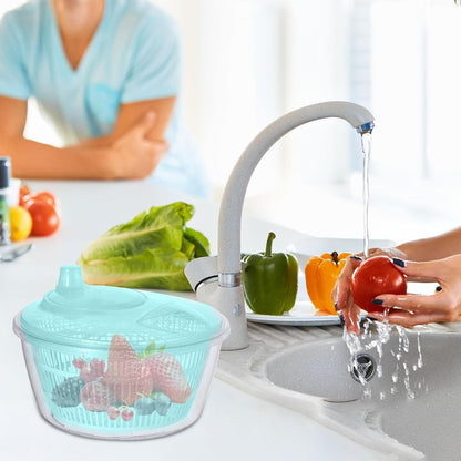 Large Manual Salad Spinner | Efficient Lettuce Washer with Secure Lid, Rotary Handle & Drainer for Quick Drying of Leafy Greens & Fruits in Home Kitchen Hot Pink