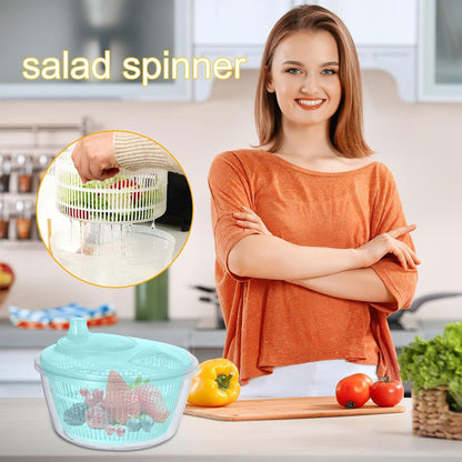 Large Manual Salad Spinner | Efficient Lettuce Washer with Secure Lid, Rotary Handle & Drainer for Quick Drying of Leafy Greens & Fruits in Home Kitchen Hot Pink